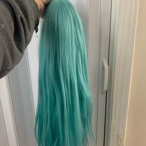 Blue synthetic wig